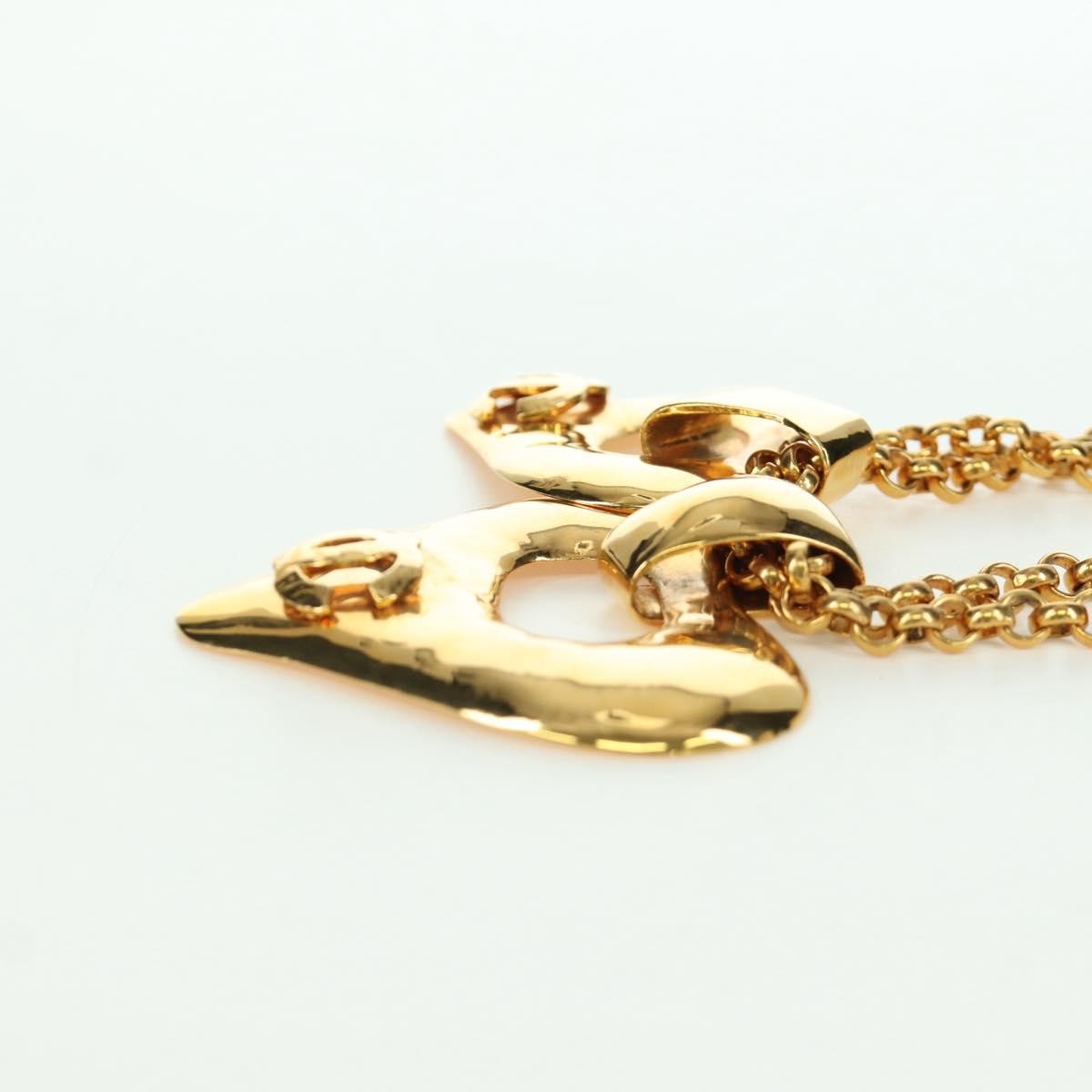 Chanel Vintage Cc Heart Pendant Long Metal Gold Metal Necklace Jewelry (Pre-Owned)