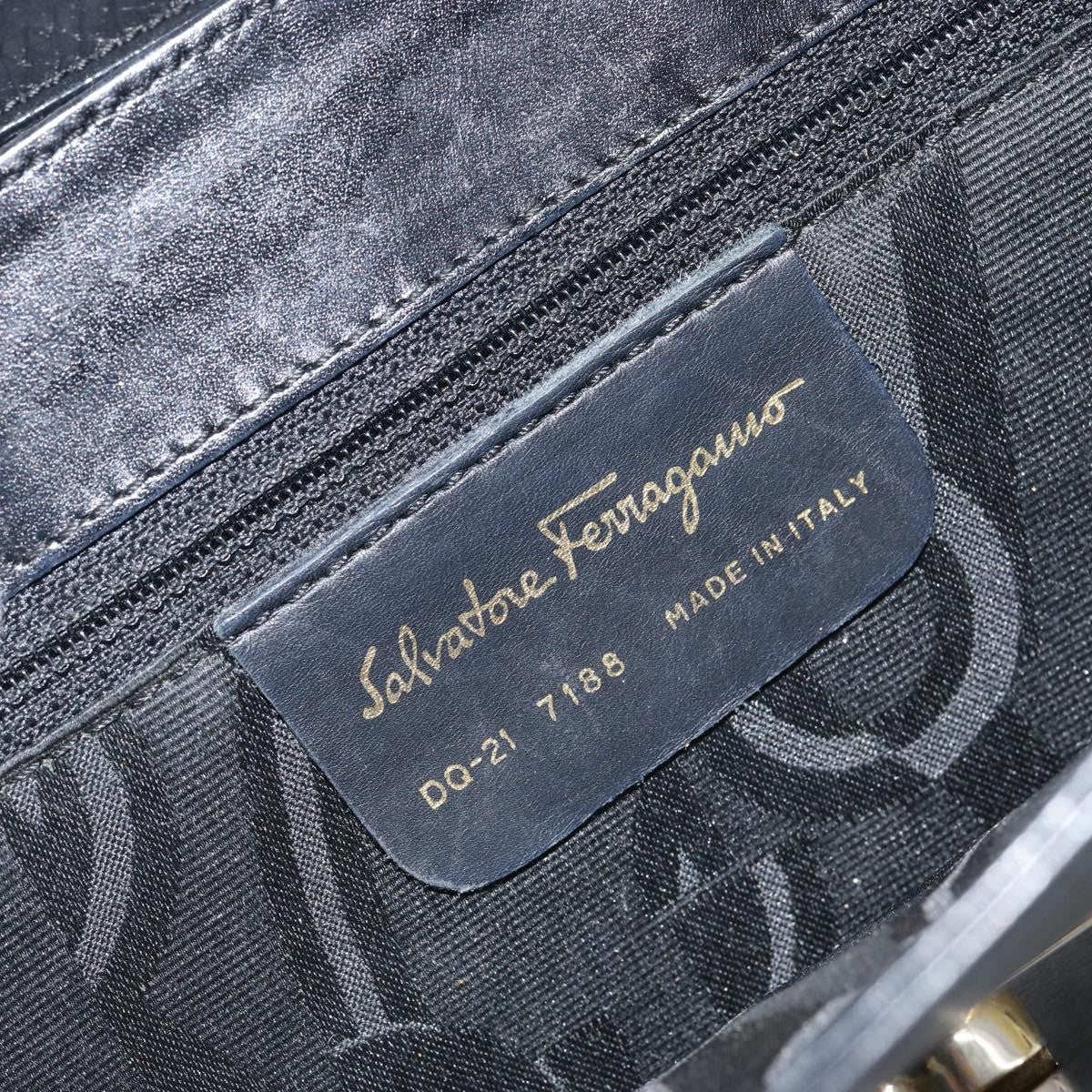 Salvatore Ferragamo Vintage Leather Black Leather Handbag (Pre-Owned)