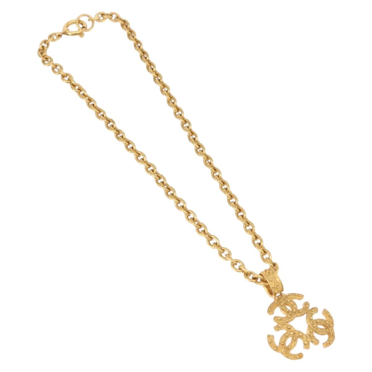 Chanel Vintage Triple Cc Chain Metal Gold Metal Necklace Jewelry (Pre-Owned)