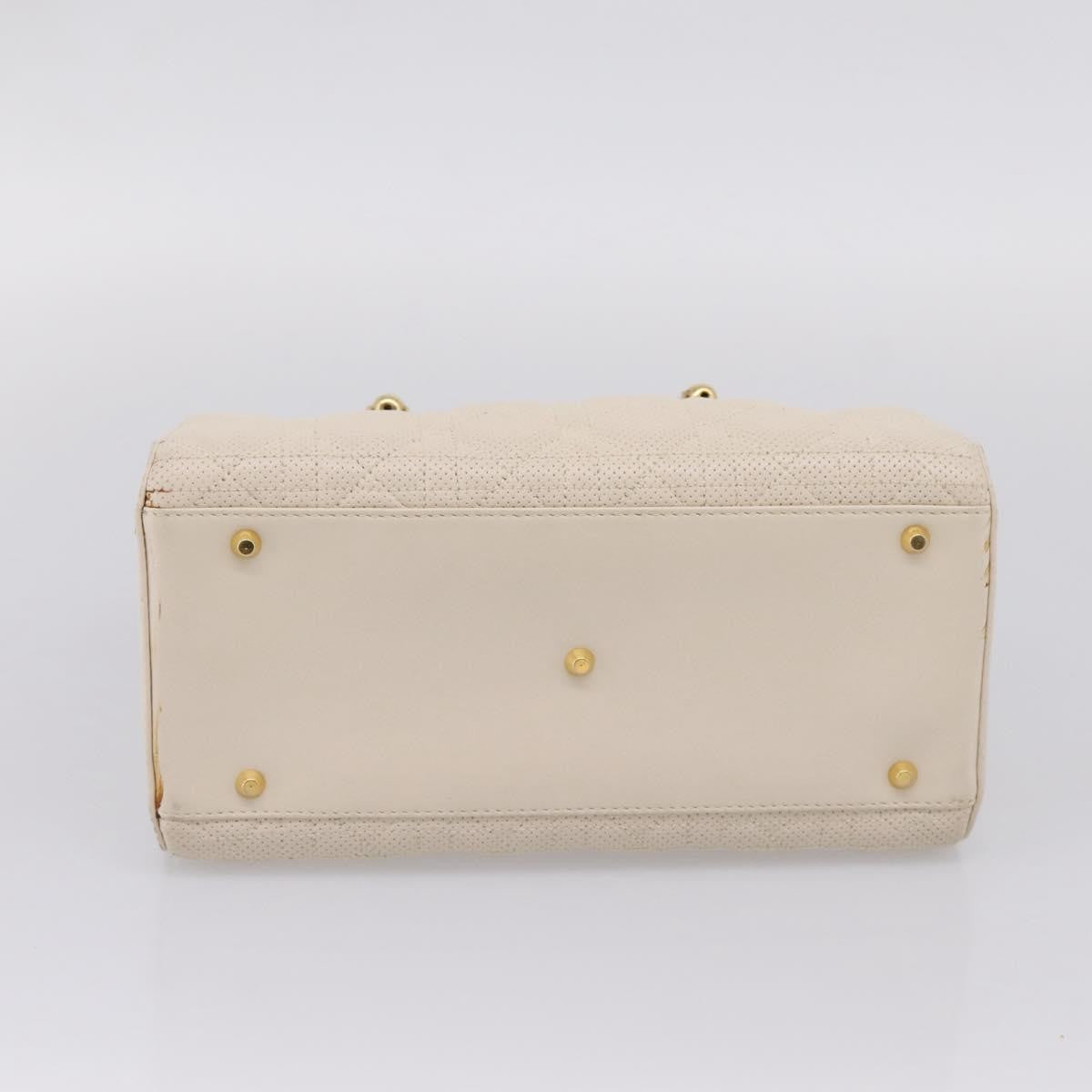 Christian Dior Vintage Leather White Leather Tote Bag Bag (Pre-Owned)