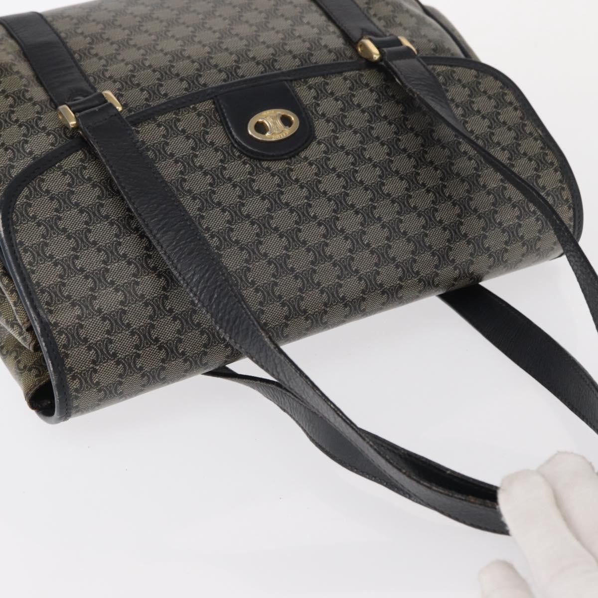Celine Vintage Macadam Canvas And Leather Black Canvas Shoulder Bag Bag (Pre-Owned)