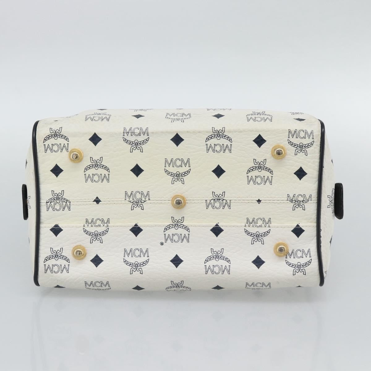MCM Visetos Logogramme Leather White Leather Handbag (Pre-Owned)