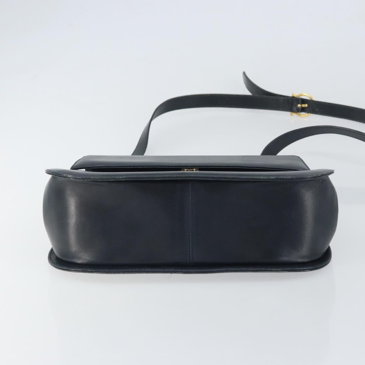 Salvatore Ferragamo Gancini Leather Navy Leather Shoulder Bag Bag (Pre-Owned)