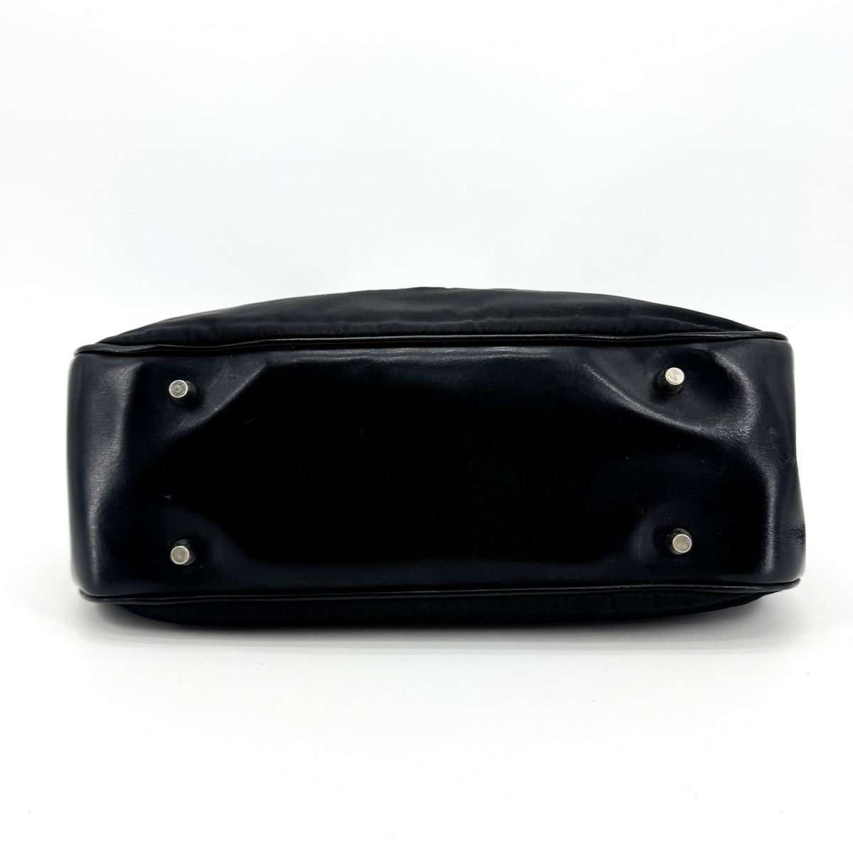 Prada Shoulder Bag Leather Black Nylon Shoulder Bag Bag (Pre-Owned)