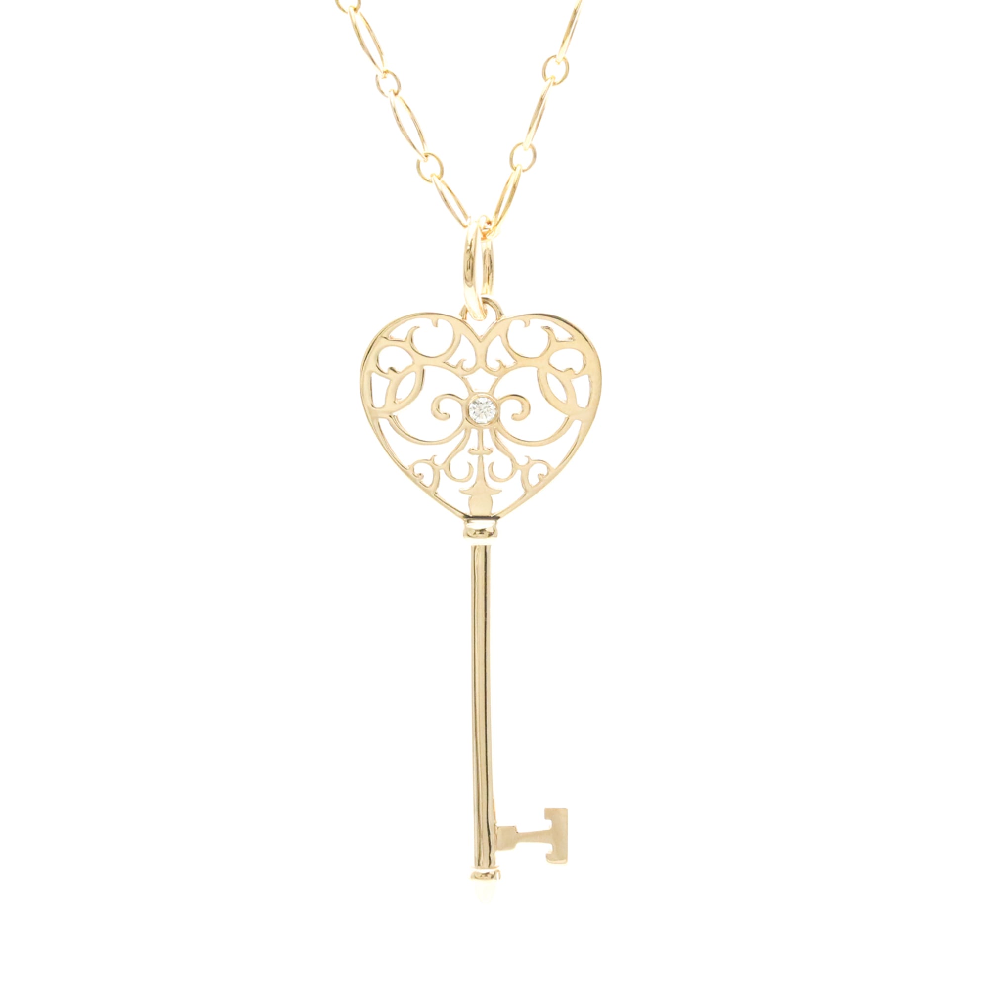 Tiffany & Co. Enchant Heart Key Pendant 18K Rose Gold With Diamond Gold Pink_Gold Necklace Jewelry (Pre-Owned)