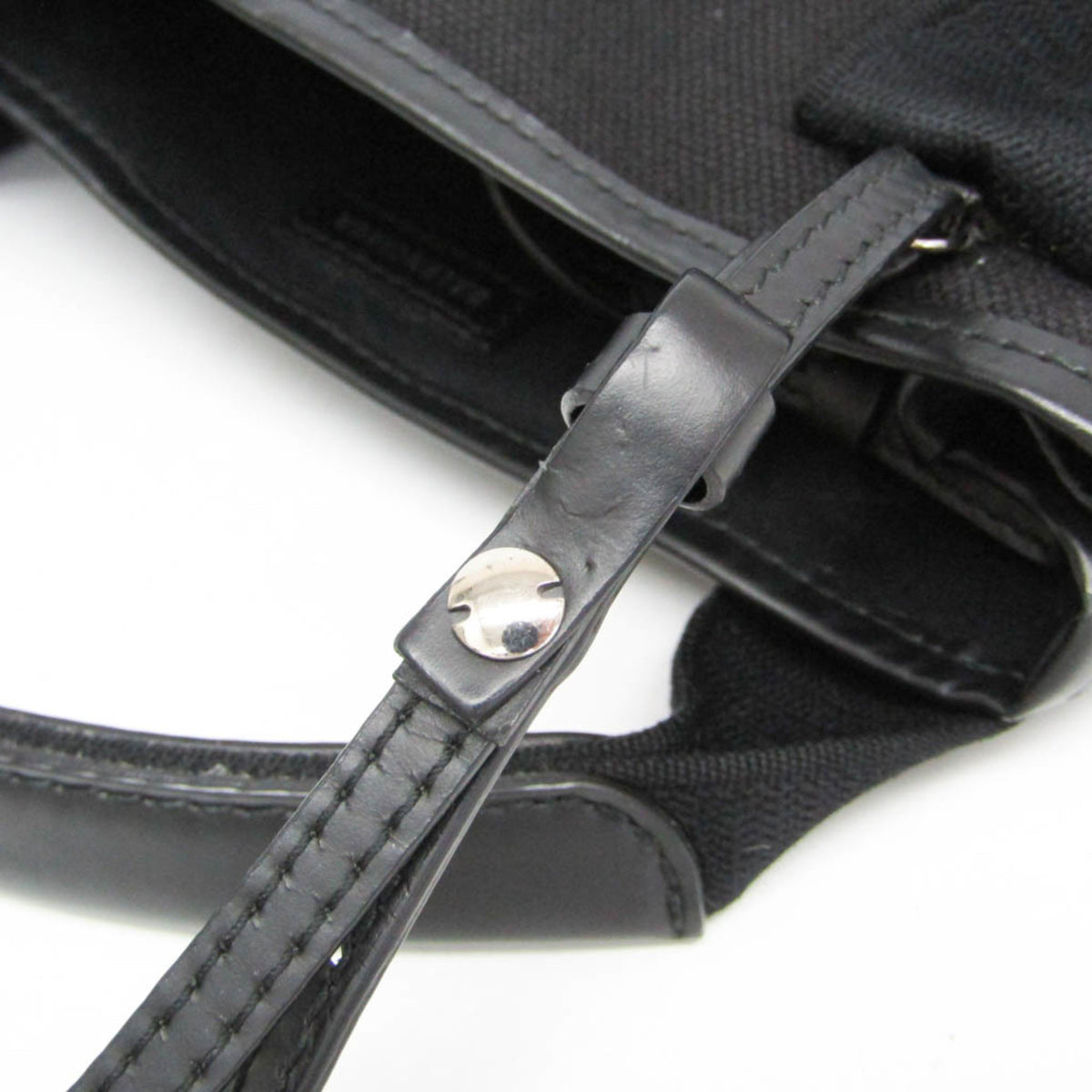 Balenciaga Navy Cabas Canvas With Leather Black Canvas Tote Bag Bag (Pre-Owned)