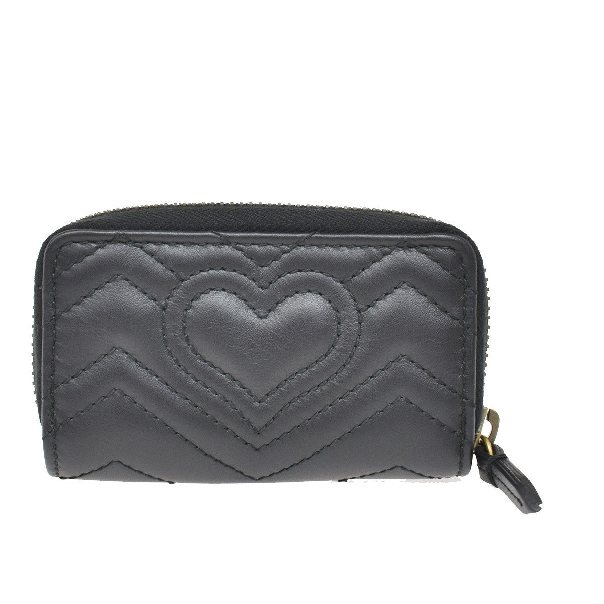 Gucci Gg Marmont Zip Around Matelasse Leather Black Leather Wallets Accessory (Pre-Owned)
