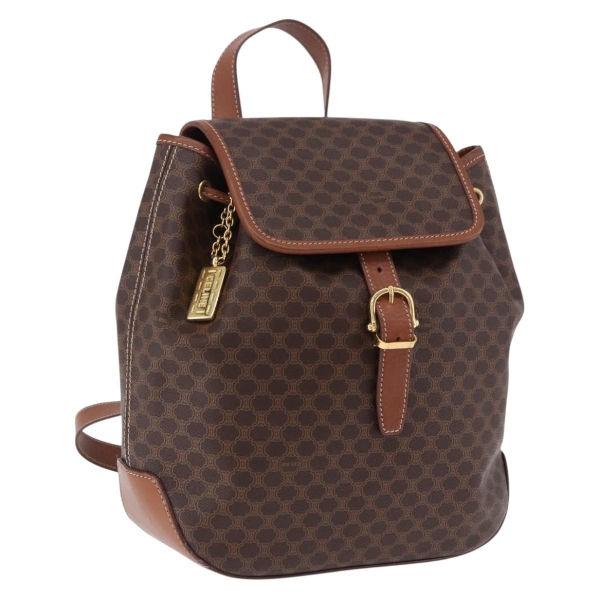 Celine Vintage Macadam Canvas Brown Canvas Backpack Bag (Pre-Owned)