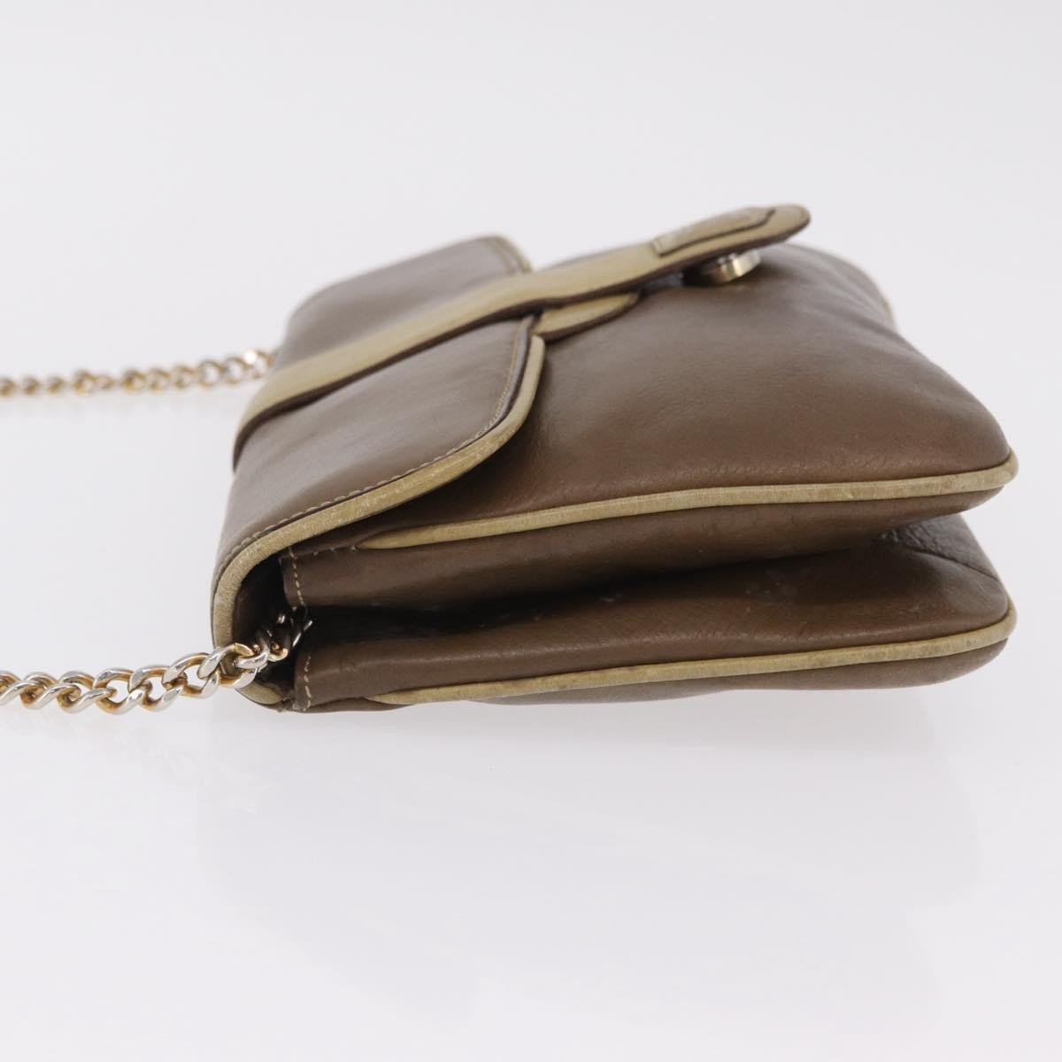 Celine Flap Shoulder Leather Brown Leather Shoulder Bag Bag (Pre-Owned)