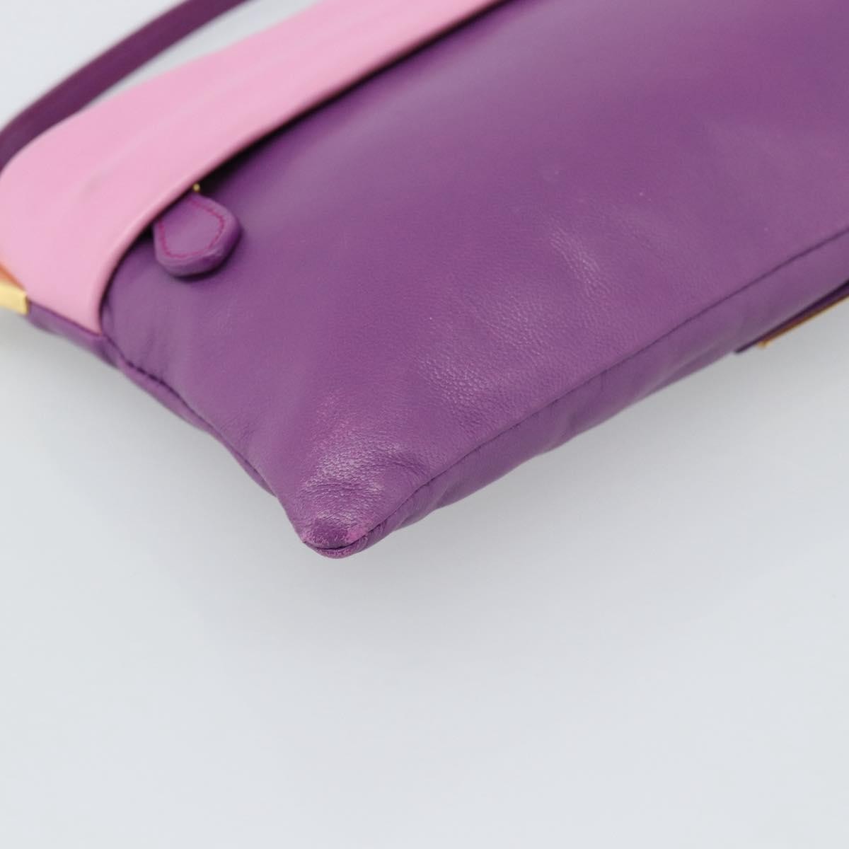 Prada Fold Over Chain Flap Soft Calf Purple Leather Handbag (Pre-Owned)