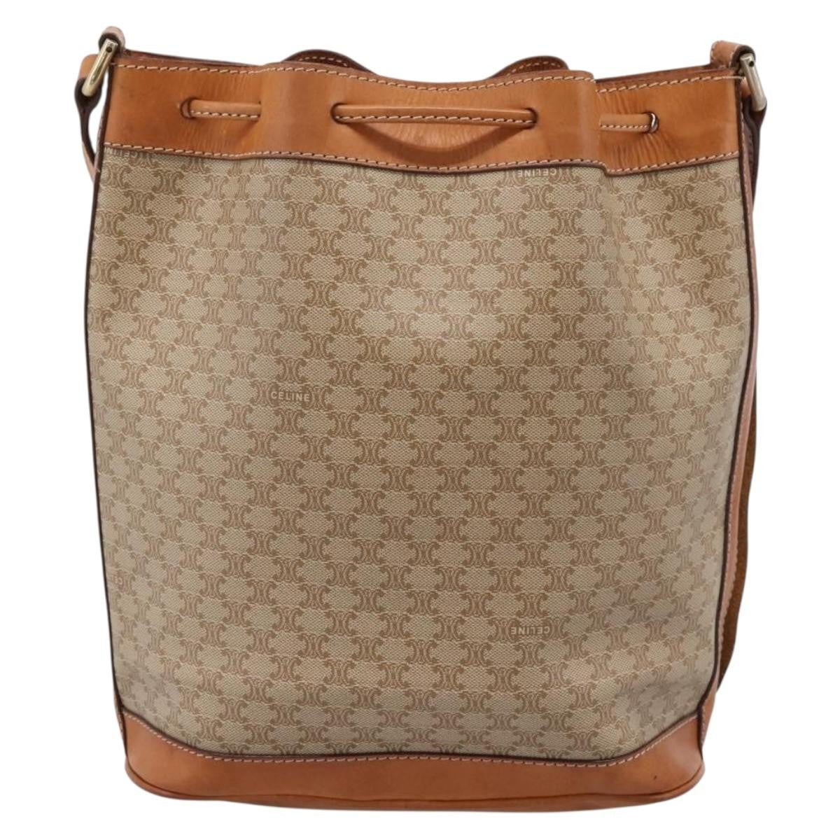 Celine Macadam Leather Beige Canvas Shoulder Bag Bag (Pre-Owned)
