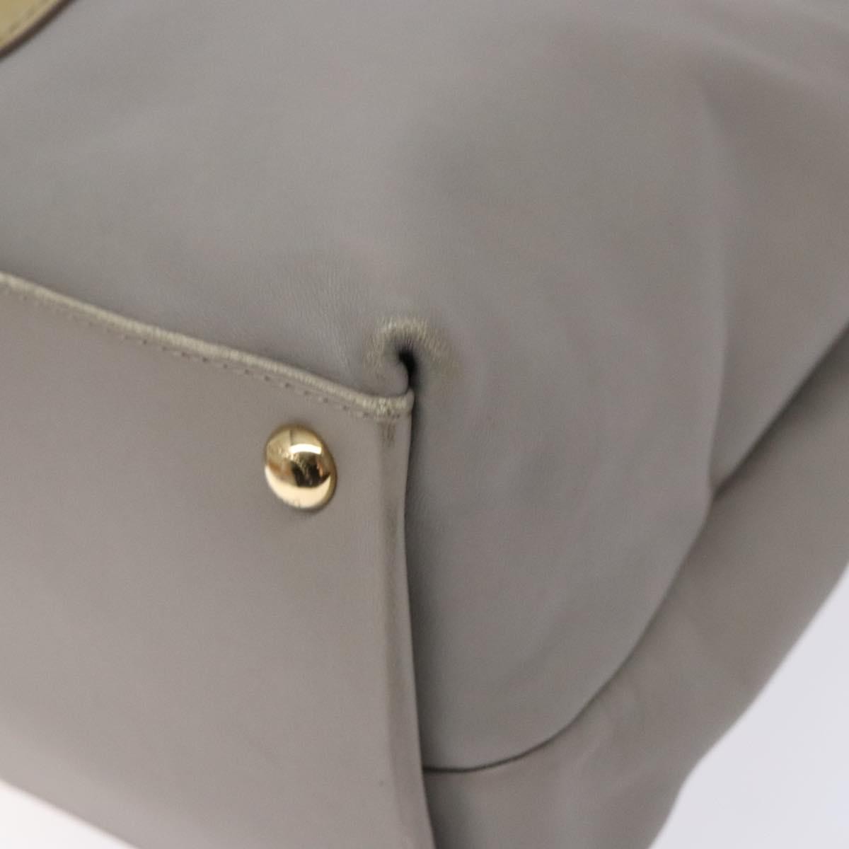 Salvatore Ferragamo Vala Leather Gray Leather Handbag (Pre-Owned)