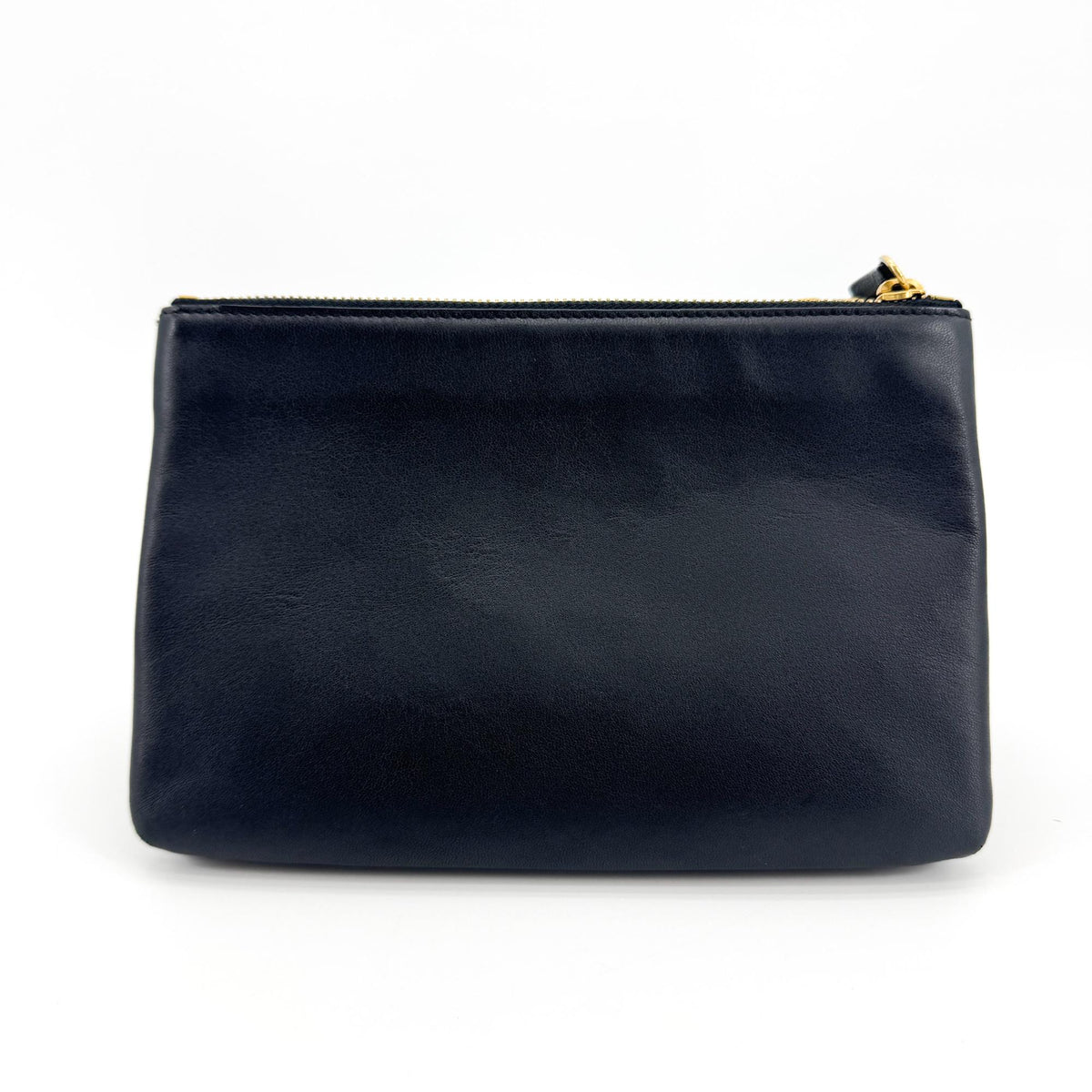 Celine Trio Zip Clutch Leather Black Leather Clutche & Pouche Bag (Pre-Owned)