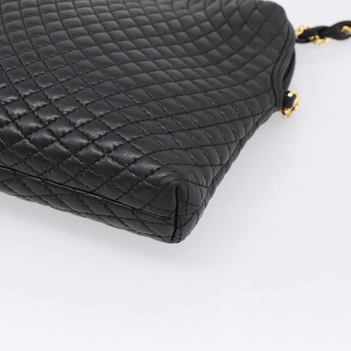 Bally Vintage Chain Quilted Leather Black Leather Shoulder Bag Bag (Pre-Owned)