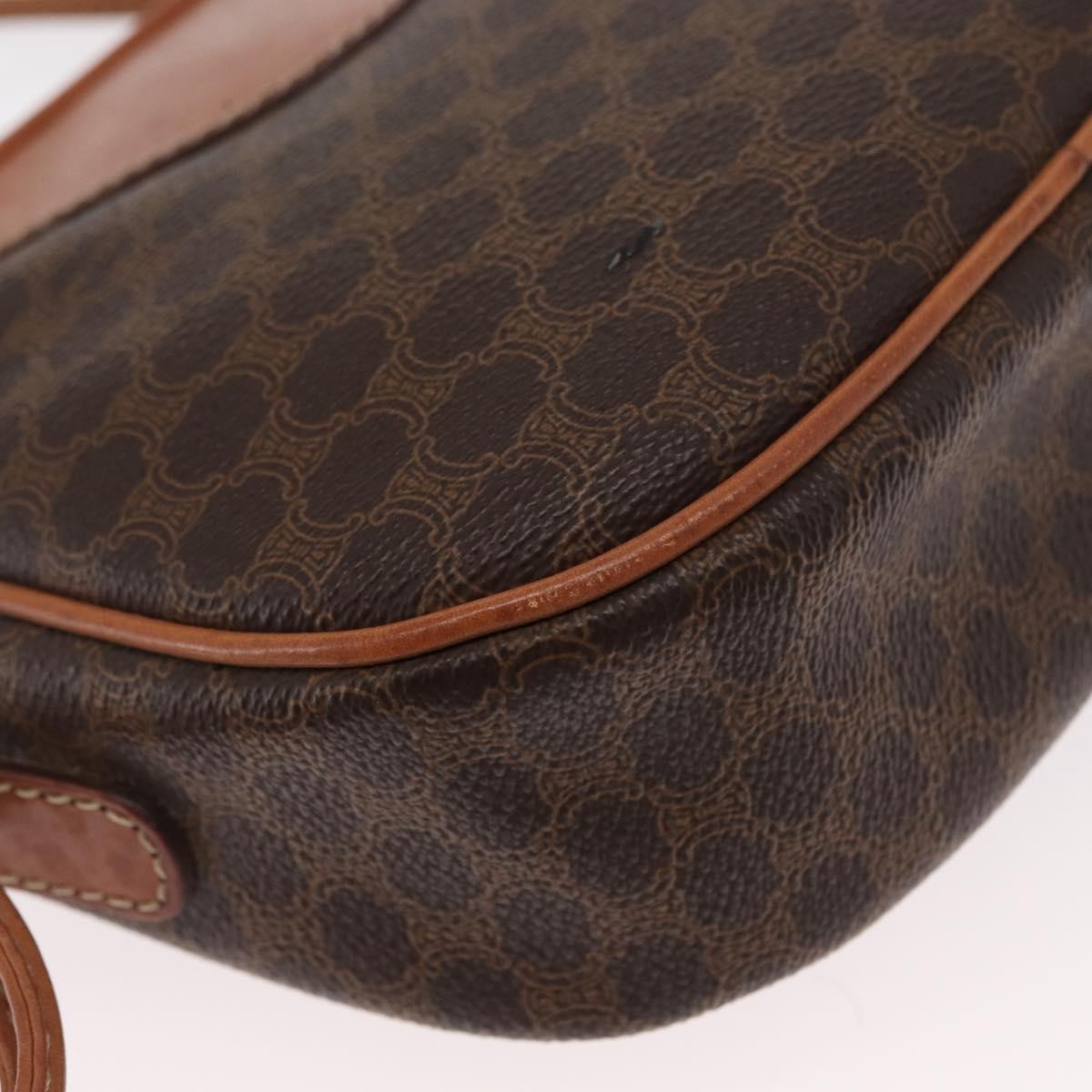 Celine Vintage Macadam Canvas And Leather Brown Canvas Shoulder Bag Bag (Pre-Owned)