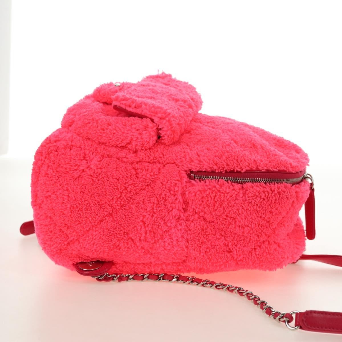 Chanel Coco Beach Quilted Terry Cloth Pink Faux_Fur Backpack Bag (Pre-Owned)
