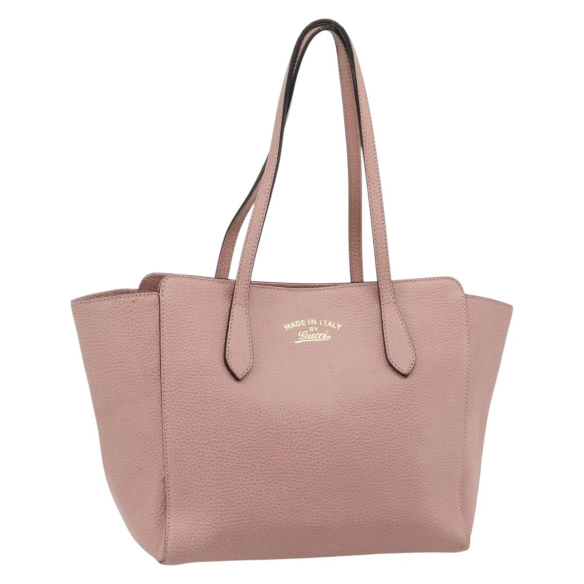 Gucci Swing Tote Leather Pink Leather Tote Bag Bag (Pre-Owned)