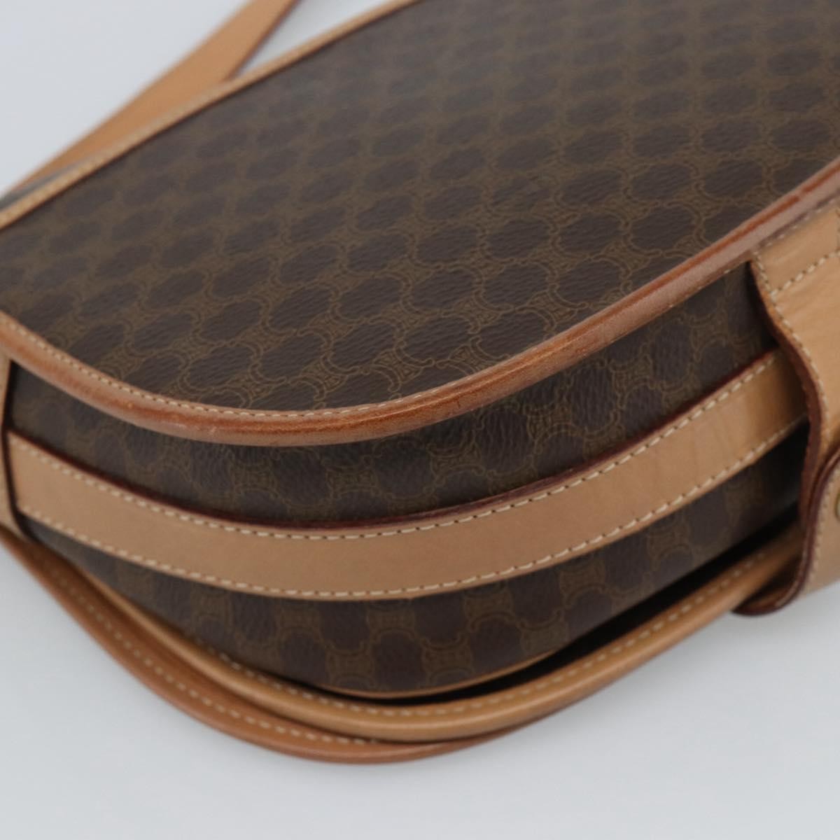 Celine Vintage Macadam Canvas And Leather Brown Canvas Shoulder Bag Bag (Pre-Owned)