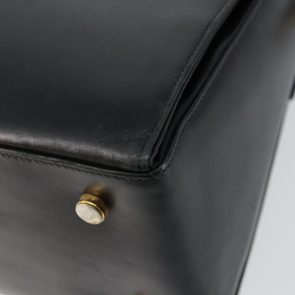 Salvatore Ferragamo Gancini Convertible Top Handle Leather Black Leather Handbag (Pre-Owned)