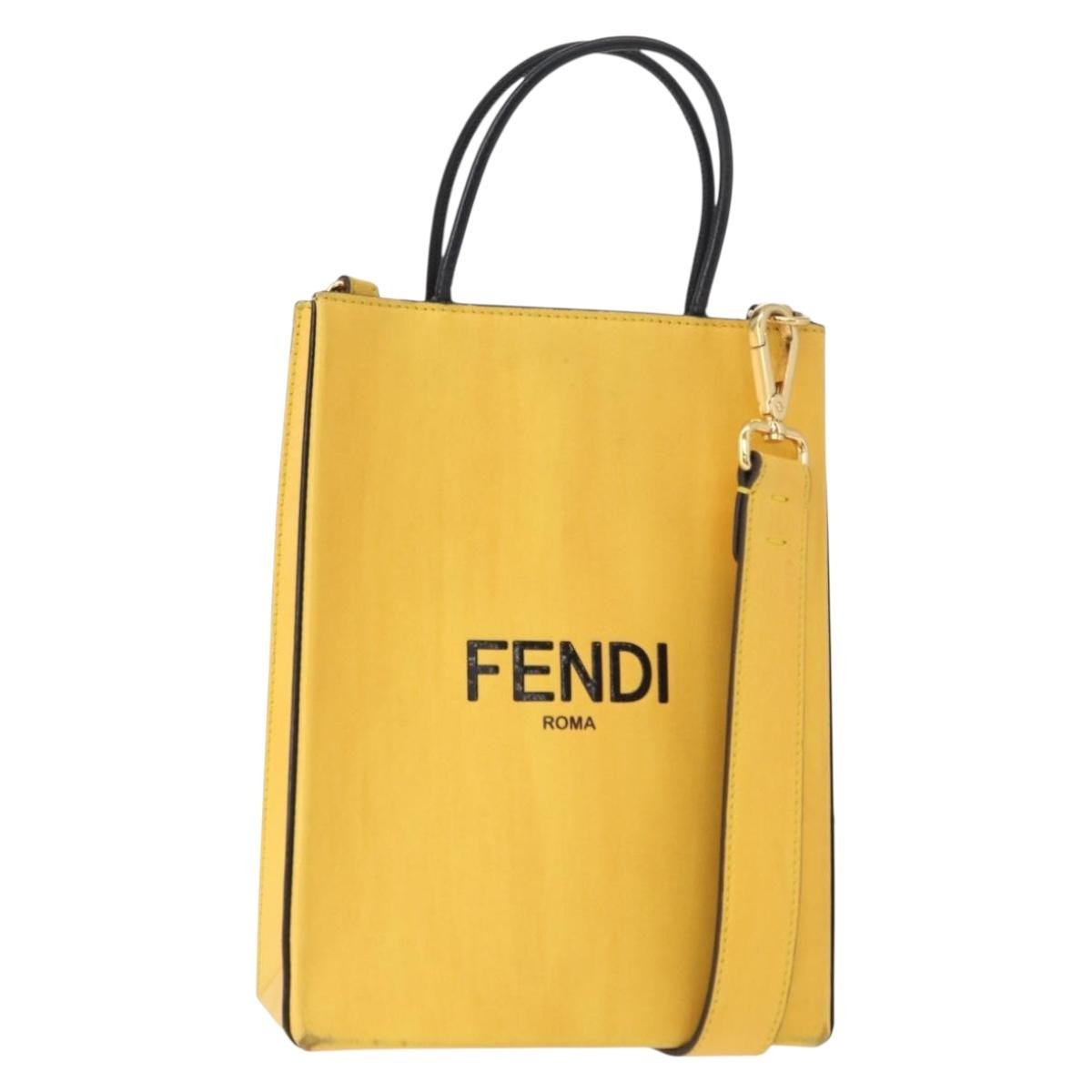 Fendi Pack Shopping Leather Yellow Leather Handbag (Pre-Owned)