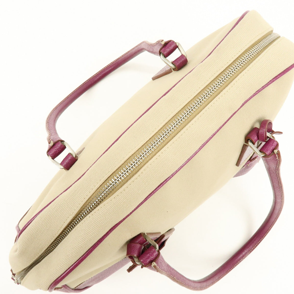 Prada Bowler Canvas With Leather Purple Canvas Shoulder Bag Bag (Pre-Owned)