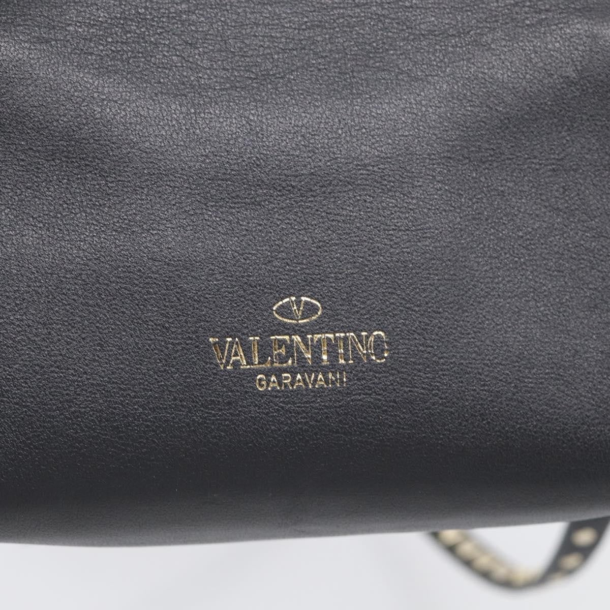 Valentino Garavani Rockstud Flip Lock Flap Leather Black Leather Handbag (Pre-Owned)