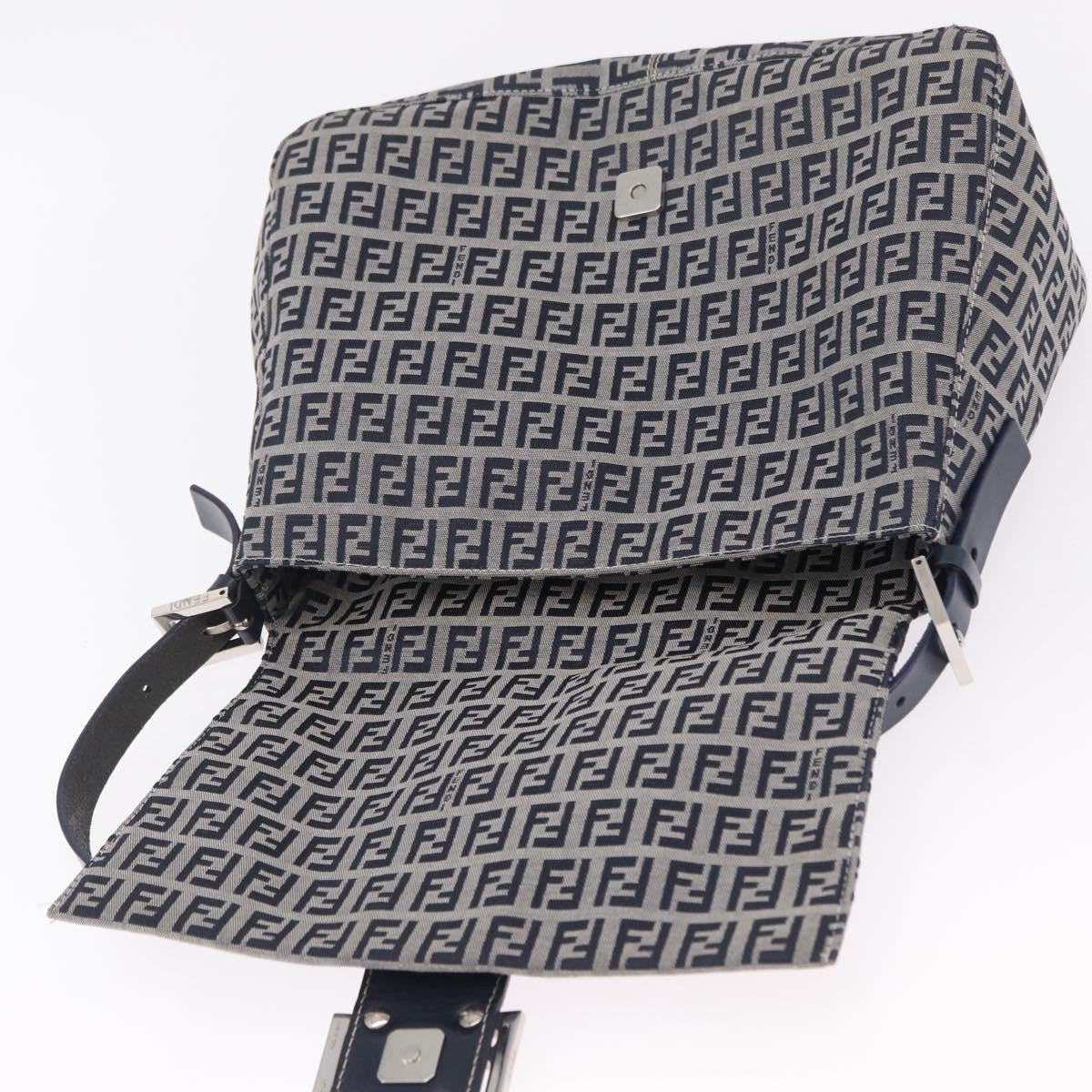 Fendi Fendi Mamma Baguette Monogram Canvas Navy Canvas Handbag (Pre-Owned)