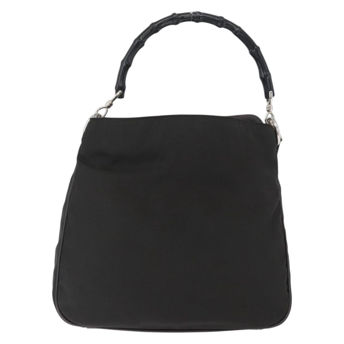 Gucci Vintage Bamboo Handle Nylon Black Nylon Handbag (Pre-Owned)