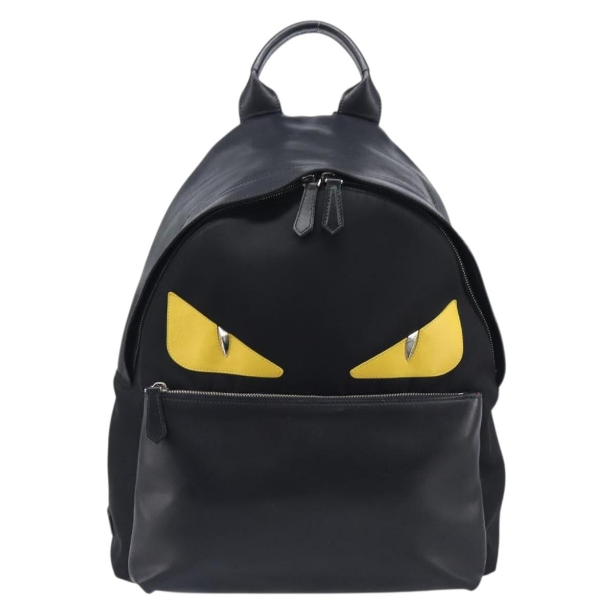 Fendi Monster Nylon With Leather Black Leather Backpack Bag (Pre-Owned)
