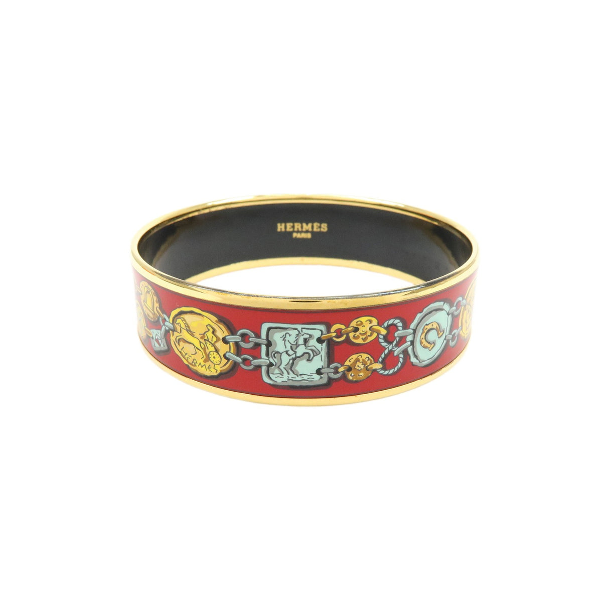 Hermes Bangle Printed Enamel Red Gold_Plated Bracelet Jewelry (Pre-Owned)