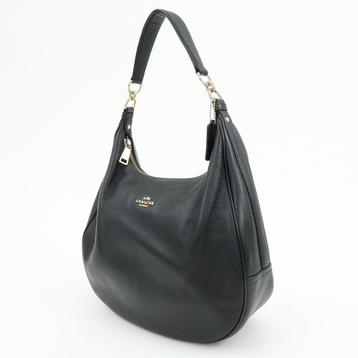 Coach Shoulder Leather Black Leather Handbag (Pre-Owned)