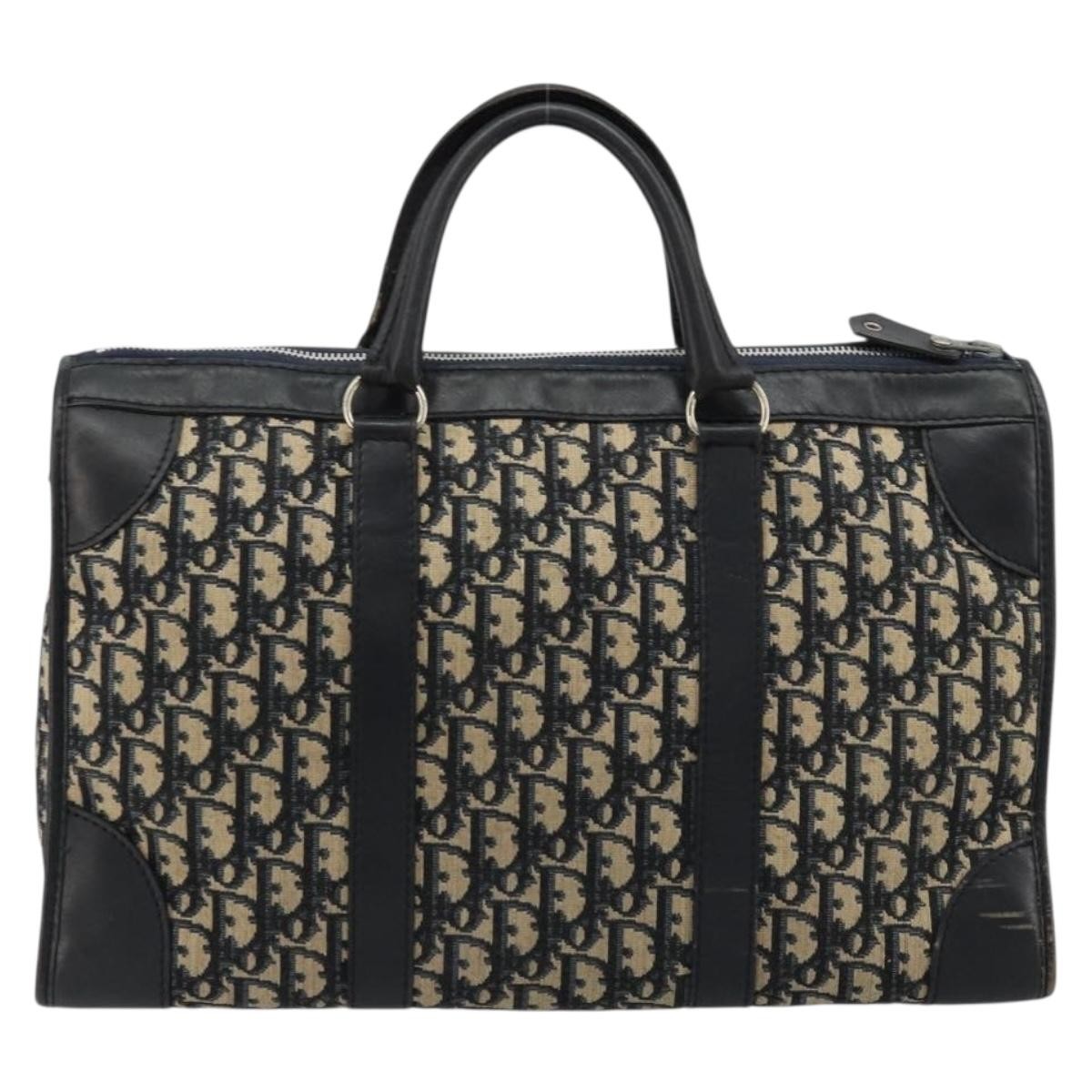 Christian Dior Vintage Trotter Boston Diorissimo Canvas Navy Canvas Handbag (Pre-Owned)