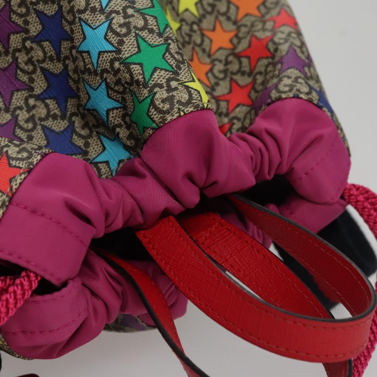 Gucci Children's Drawstring Printed Gg Coated Canvas Multicolour Canvas Backpack Bag (Pre-Owned)