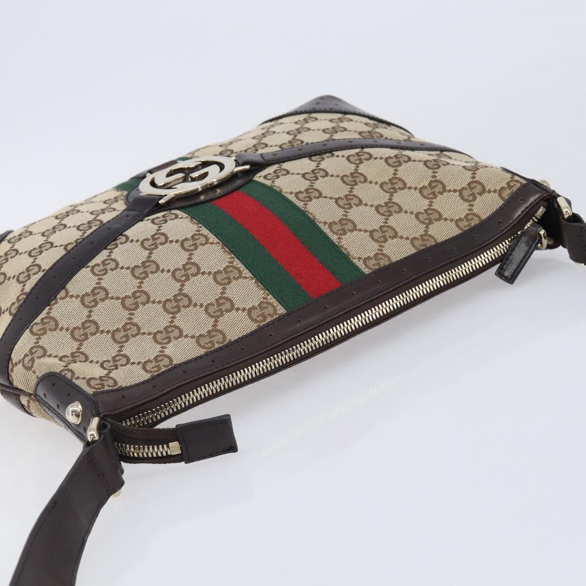 Gucci Reins Web Canvas Beige Canvas Shoulder Bag Bag (Pre-Owned)