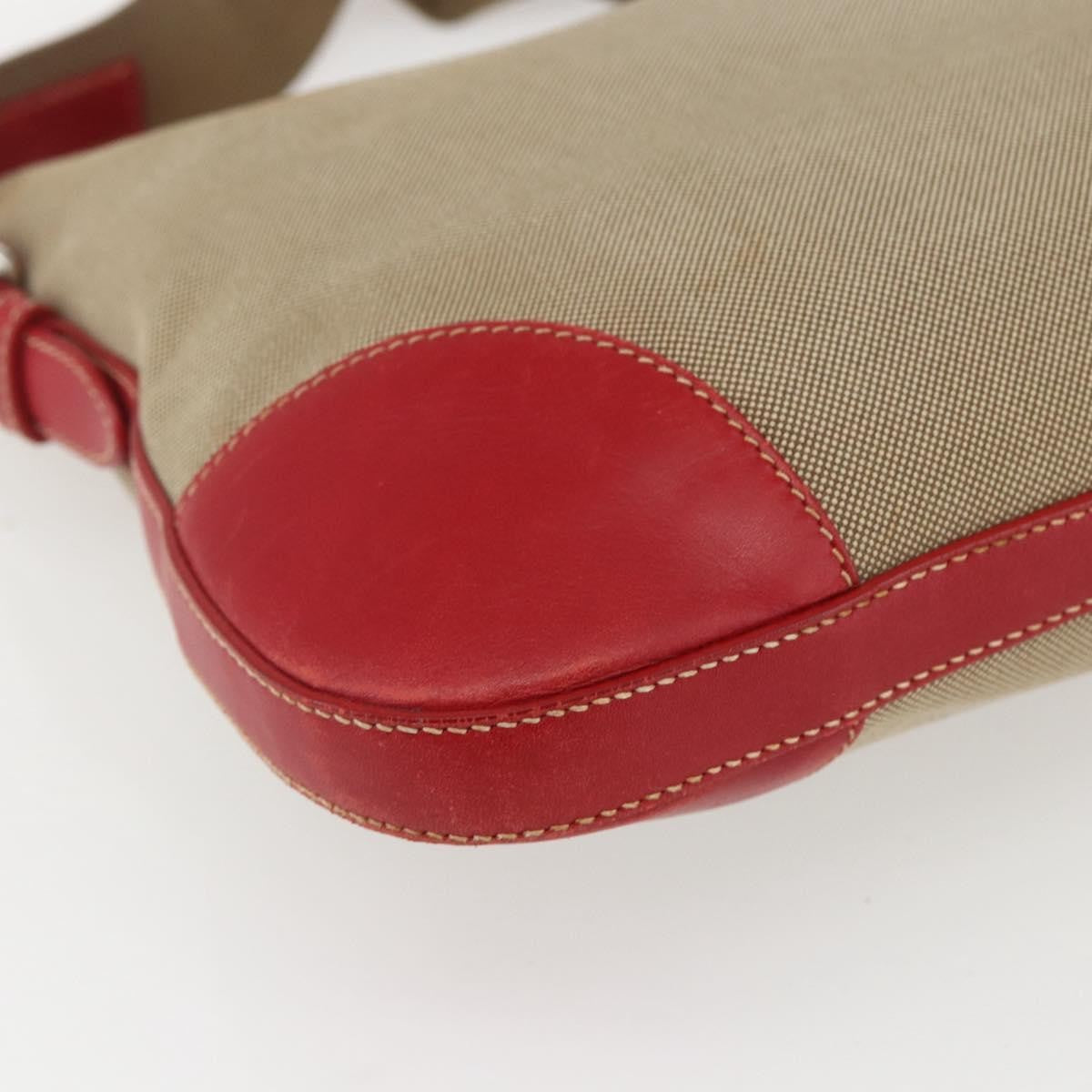 Prada Logo Zip Canvas Beige Canvas Shoulder Bag Bag (Pre-Owned)