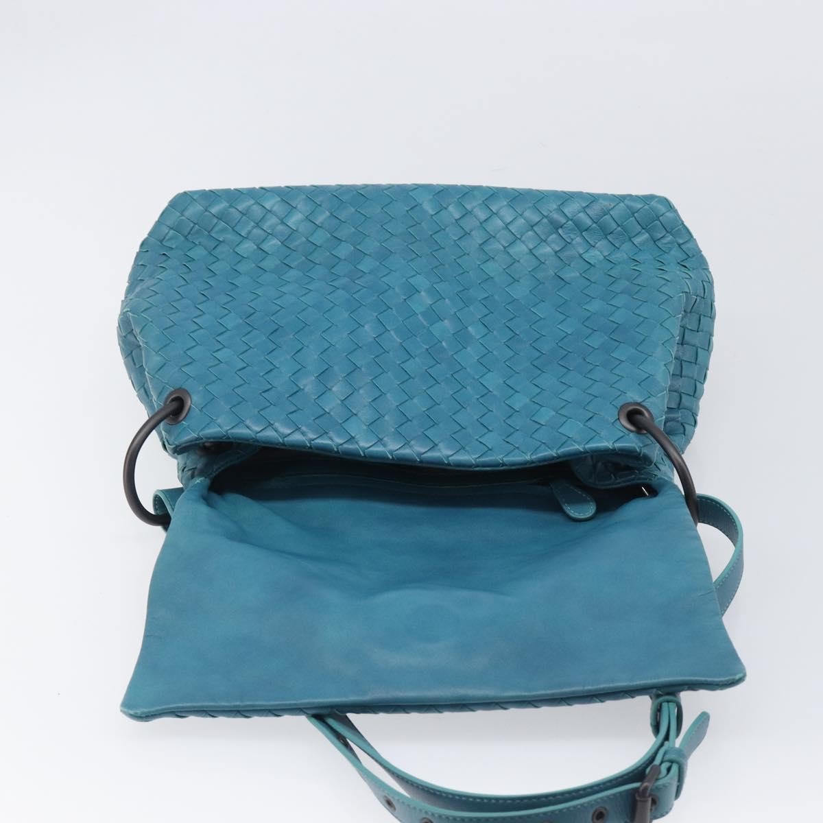 Bottega Veneta Adjustable Flap Intrecciato Nappa Blue Leather Shoulder Bag Bag (Pre-Owned)