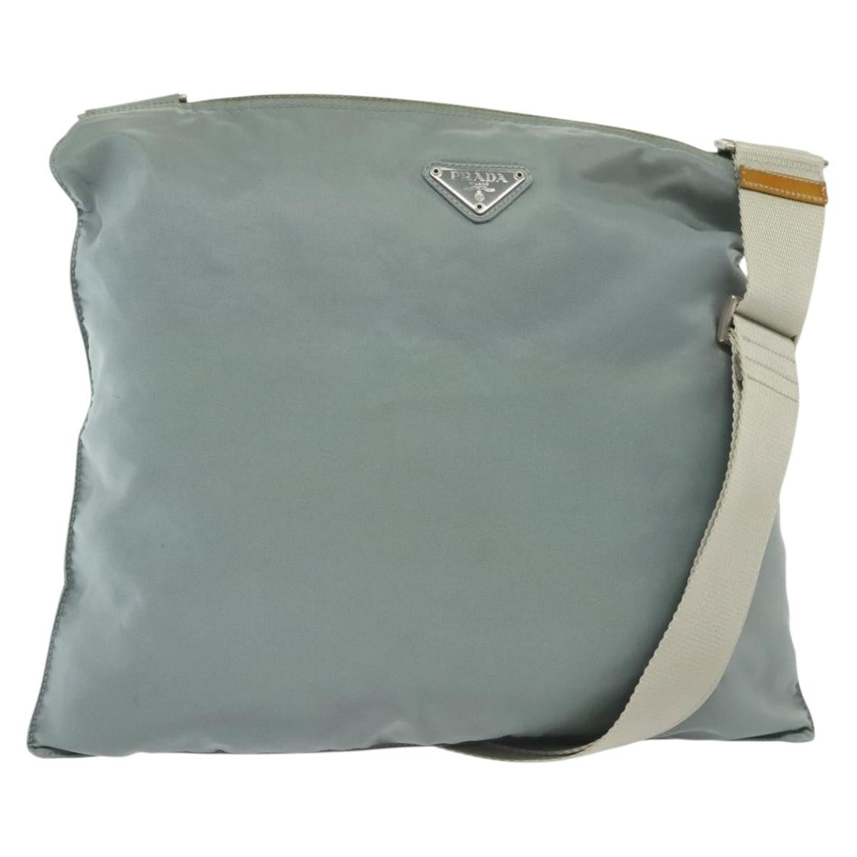 Prada Flat Messenger Tessuto Blue Nylon Shoulder Bag Bag (Pre-Owned)