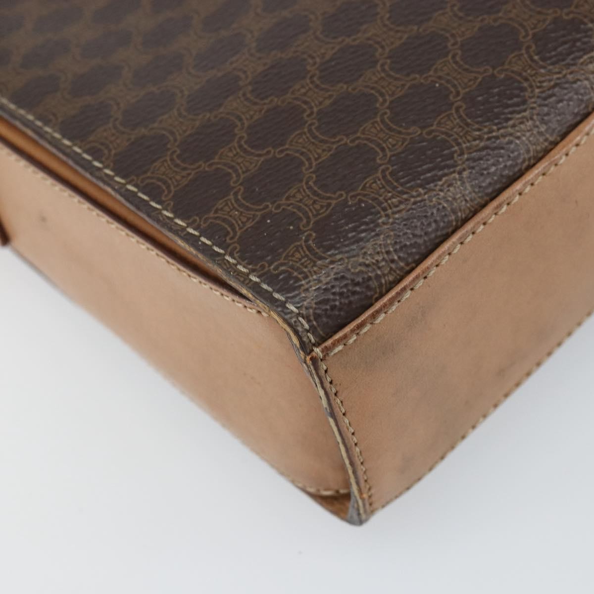 Celine Vintage Macadam Circle Logo Canvas And Leather Brown Canvas Shoulder Bag Bag (Pre-Owned)