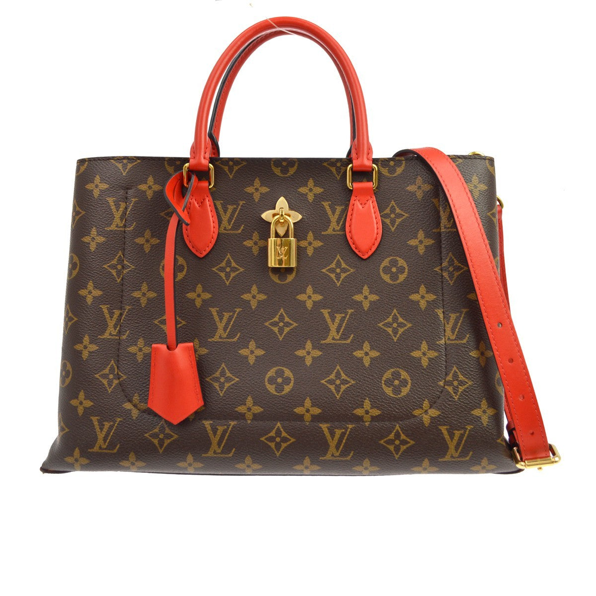 Louis Vuitton Flower Tote Monogram Canvas With Leather Brown Canvas Handbag (Pre-Owned)