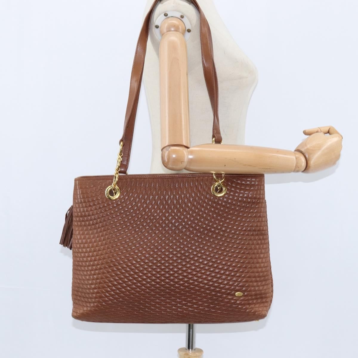 Bally Vintage Leather Brown Leather Tote Bag Bag (Pre-Owned)