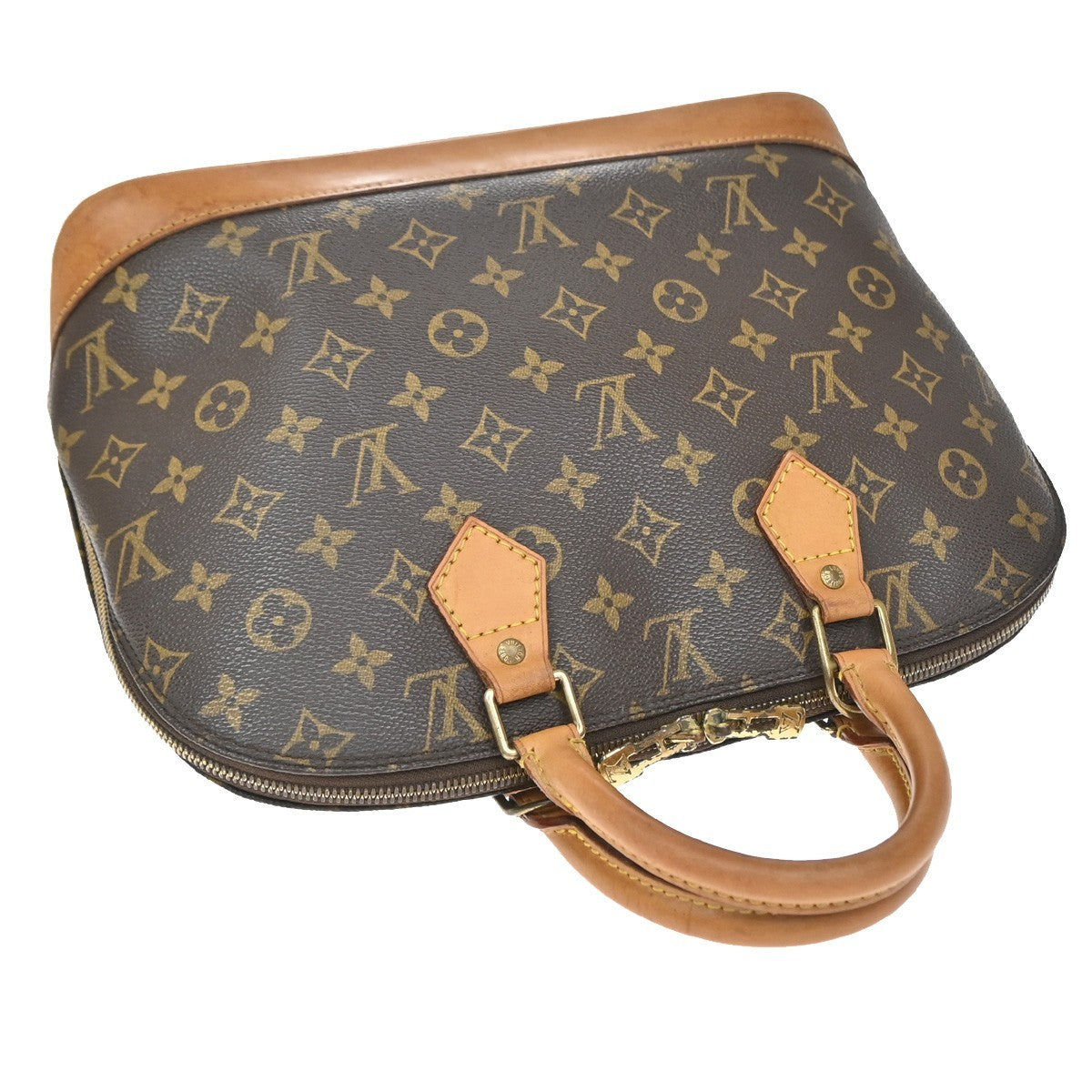 Louis Vuitton Alma Monogram Canvas Brown Leather Handbag (Pre-Owned)