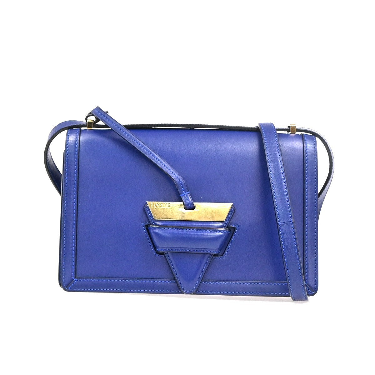 Loewe Barcelona Leather Blue Leather Shoulder Bag Bag (Pre-Owned)
