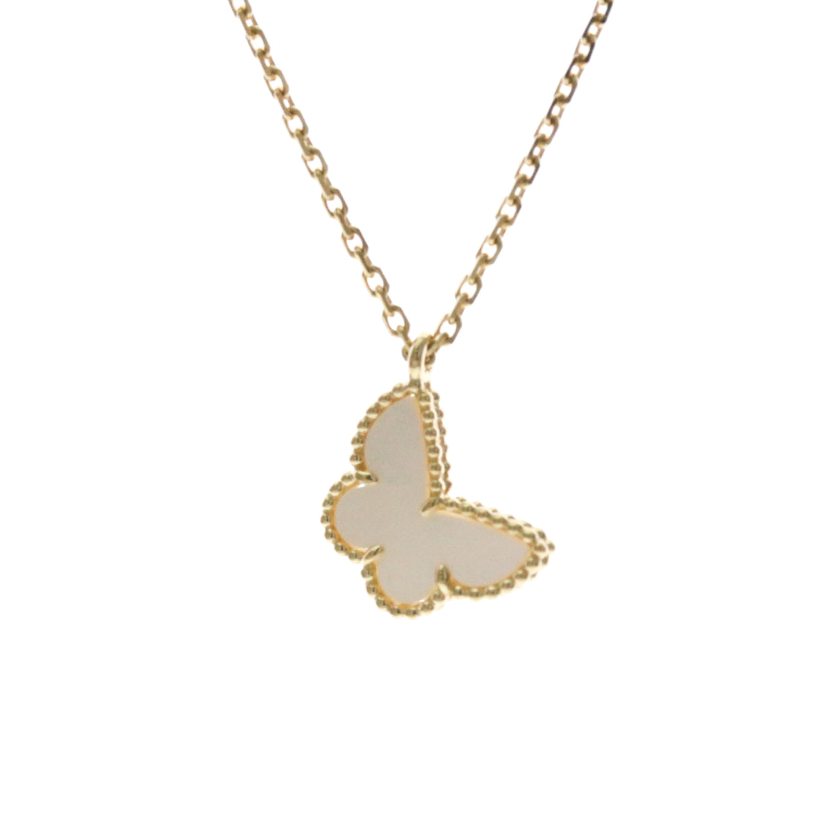 Van Cleef & Arpels Sweet Alhambra Butterfly Pendant 18K White Gold With Turquoise Gold Yellow_Gold Necklace Jewelry (Pre-Owned)
