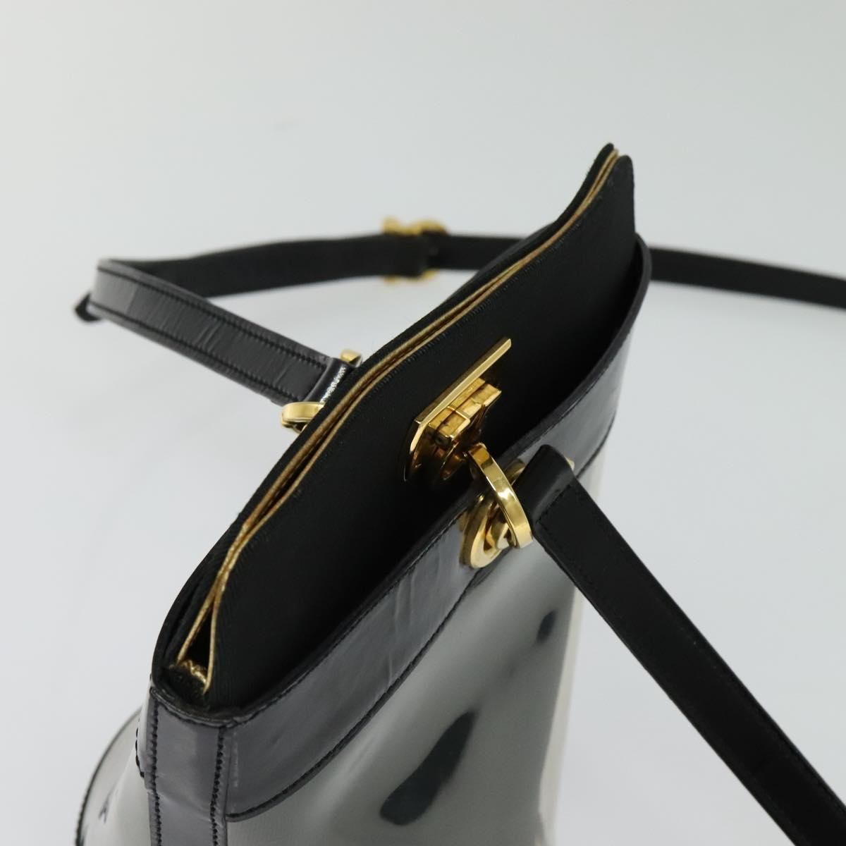 Salvatore Ferragamo Gancini Leather Black Leather Shoulder Bag Bag (Pre-Owned)