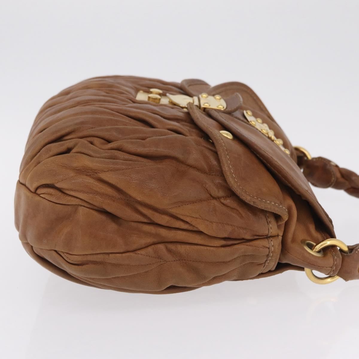 Miu Miu Coffer Convertible Hobo Matelasse Leather Brown Leather Shoulder Bag Bag (Pre-Owned)