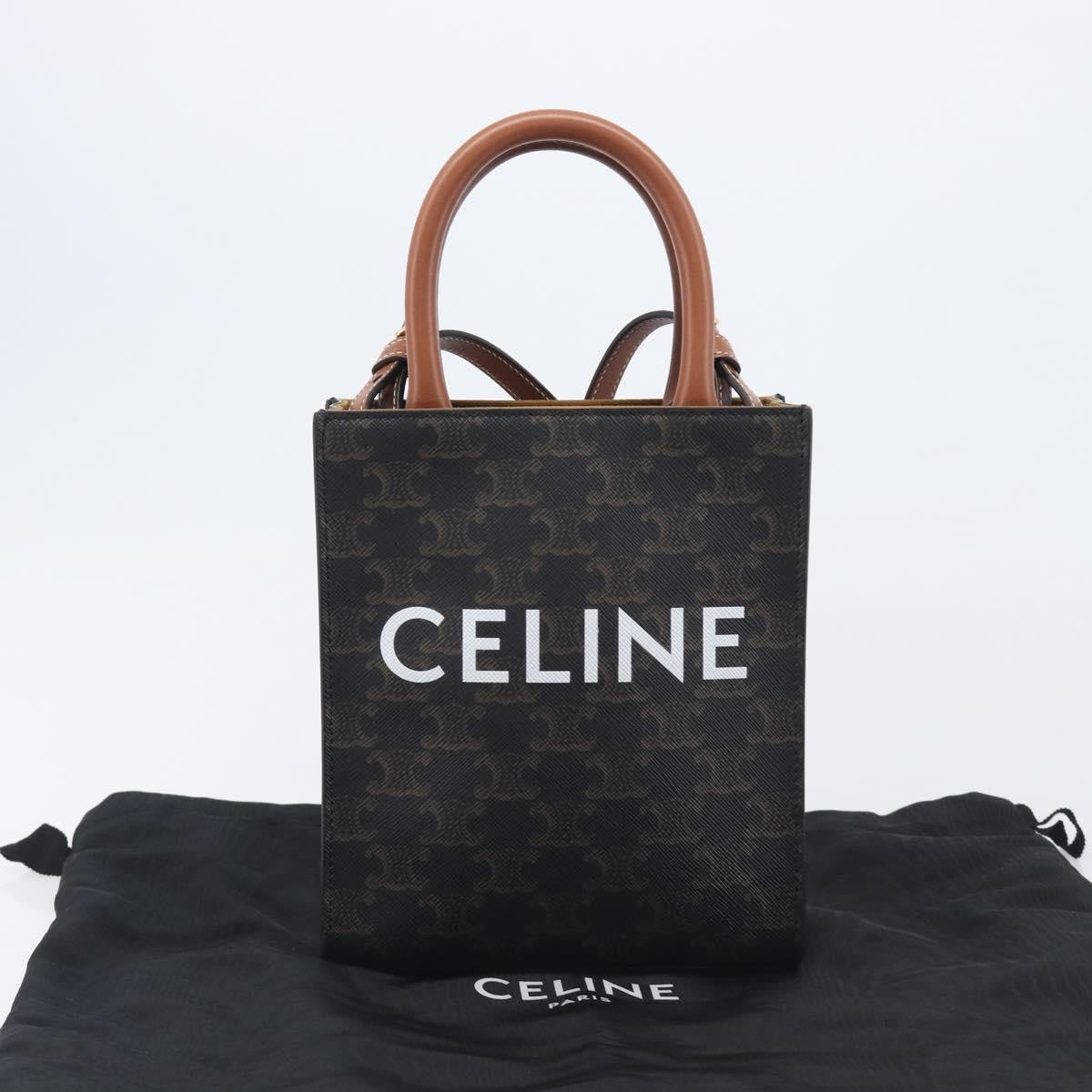 Celine Vertical Cabas Triomphe Coated Canvas Black Canvas Tote Bag Bag (Pre-Owned)