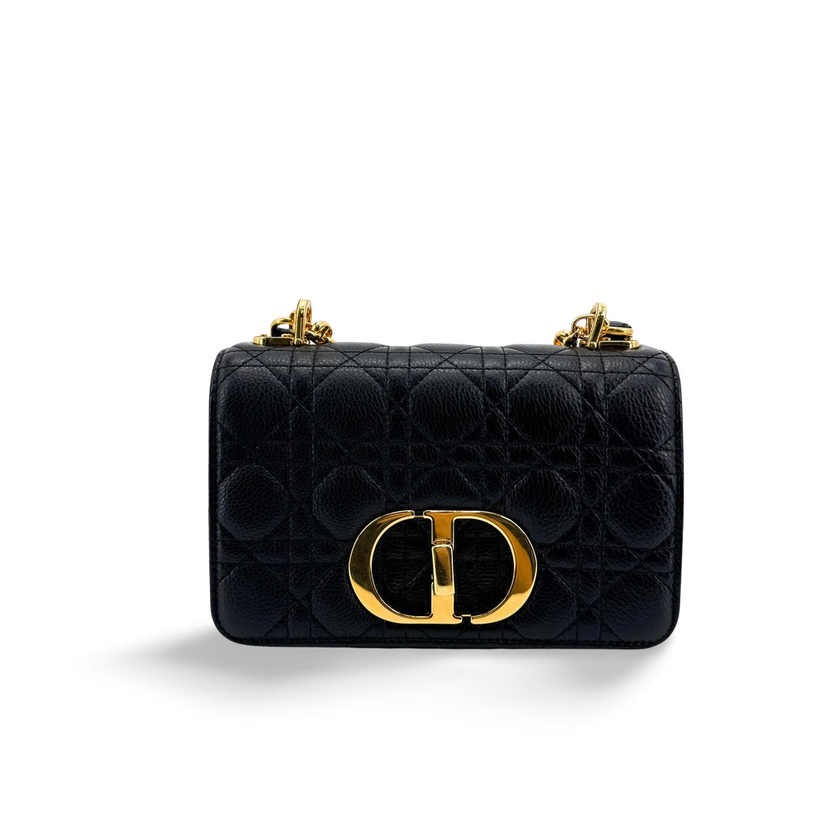 Christian Dior Caro Cannage Quilt Calfskin Black Leather Handbag (Pre-Owned)