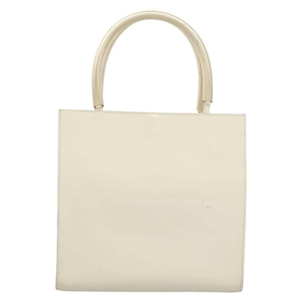 Salvatore Ferragamo Vintage Patent Leather White Patent_Leather Handbag (Pre-Owned)