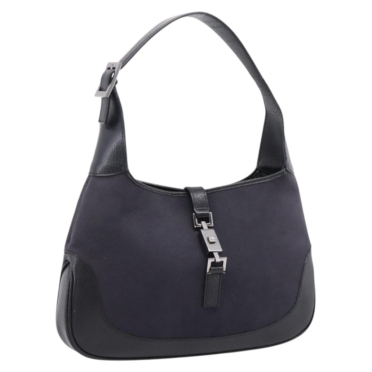Gucci Vintage Jackie Shoulder Canvas And Leather Black Wool Handbag (Pre-Owned)