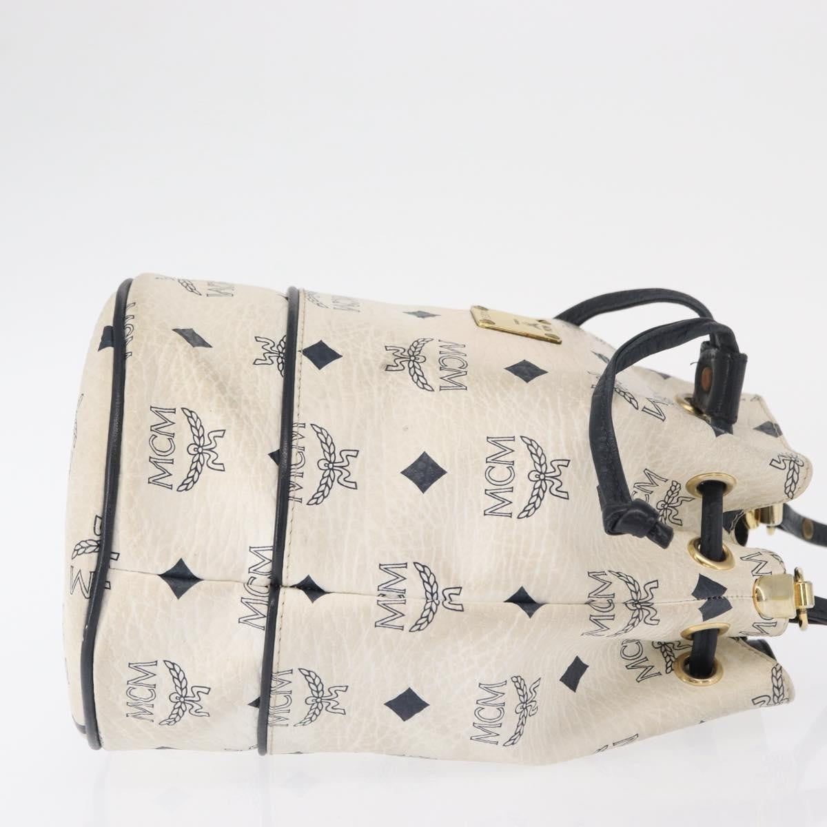 MCM Drawstring Leather White Pvc Shoulder Bag Bag (Pre-Owned)